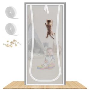 MYPIN Porte Moustiquaire pour Chat, 81X208cm Résistante aux Animaux de Compagnie, avec Fermeture Éclair pour Salon, Chambre à Coucher, Cuisine, Terrasse (MYPIN, neuf)