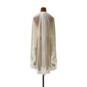 Voile de mari&eacute;e &eacute;l&eacute;gant en dentelle fran&ccedil;aise avec peigne &agrave; cheveux s&eacute;curis&eacute; pour c&eacute;r&eacute;monie de mariage et photographie de mari&eacute;e, accessoire de mari&eacute;e (XingXiChen, neuf)