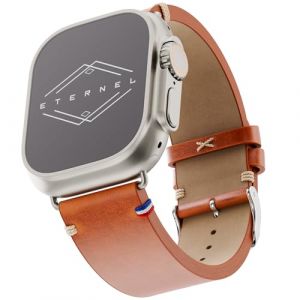 Eternel - Logan Vintage Bracelet mythique - Compatible toutes Apple Watch - 45/46mm - Fait main en France - Tannage v&eacute;g&eacute;tal - Miel - Adaptateurs titane ultra (&Eacute;ternel bracelets, neuf)