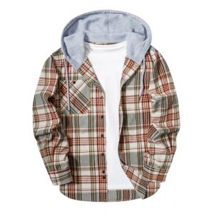 SwissWell Chemise Flanelle Homme &agrave; Capuche Chemise &agrave; Carreaux Manches Longues Veste Chemises de B&ucirc;cheron Travail,D132 Rouge Vin Beige,XXL (Luckyseller4, neuf)