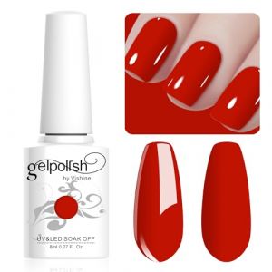 Vishine 8ml Vernis &agrave; Ongles Gel Semi Permanent Couleur Rouge vif, Vernis Semi Permanent Soak Off UV LED Gel Polish Nail Art Manucure Salon DIY LM063 (ChicChicYou, neuf)