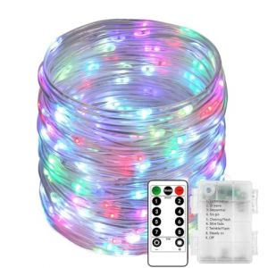 KINGCOO Guirlande lumineuse LED en forme de tube &agrave; piles avec t&eacute;l&eacute;commande et minuteur 8 modes pour trampoline, camping, tente, int&eacute;rieur, ext&eacute;rieur, jardin, mariage, d&eacute;coration de No&euml;l (multicolore (Redwood2019, neuf)