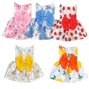 5 Pièces Robe pour Chien Petit Chien Bow Deluxe Robe Princesse Robe de Mariée Robe de Soirée Robe D'été Robe Courte Mignon Robe de Chiot pour Fille Chiot (Rdc Toy, neuf)
