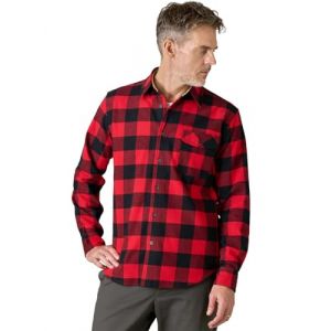 LAPASA Chemise Flanelle Homme 100% Coton Manches Longues Chemise de B&ucirc;cheron &agrave; Carreaux Douce & Confortable M138 Rouge & Noir S (LAPASA-FR, neuf)