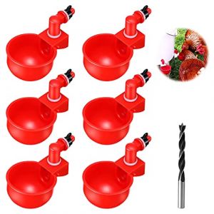 6 pcs Abreuvoir Poules Automatique DIY Abreuvoir Poules Kit avec 1 Foret, Abreuvoir Volaille pour l'eau de Boisson des Poulets, Canards, oies et Autres volailles (Fjin, neuf)