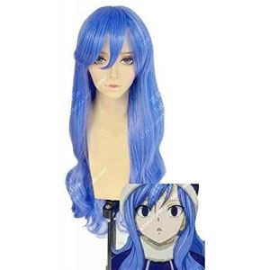 HBYLEE Perruque pour cosplay Anime Cosplay Fairy Tail Juvia Loose Rain Girl Bleu Curly Haute Température Fibre Synthétique Fête Cosplay Full Wigs (弘玟商贸店, neuf)