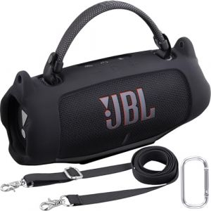 Khanka pour JBL Charge 6 Housse de Protection en Silicone avec Sangle détachable & Crochet Utilitaire, étui Souple Flexible pour Enceinte Bluetooth Portable JBL Charge 6, étui Uniquement (Noir) (YBY_EUGO, neuf)