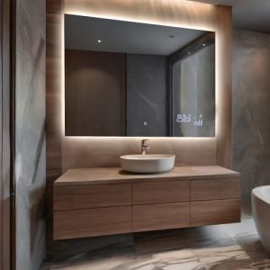 Glasmo Miroir Salle de Bain LED 70x90 cm Ellie - Personalizer - Rectangulaire Miroir Mural avec &Eacute;clairage Int&eacute;gr&eacute; Miroir Lumineux - avec Accessoires - sur Mesure (ARTFORMA, neuf)