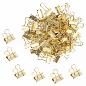80 Pi&egrave;ces Pinces &agrave; Double Clip 19mm Pinces &agrave; documents M&eacute;tal Pinces &agrave; Papier Clip pour Lettres Feuilles Bureau Maison &Eacute;cole Couleur Or (ANYUANK, neuf)
