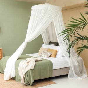 UB-STORE Baldaquin en Coton 100 % pour Lit Queen & King Size | Moustiquaire de Luxe Faite &agrave; la Main pour Chambre | Voilage D&eacute;coratif en Forme Conique avec 2 Ouvertures pour la Maison (UB-STORE EU, neuf)