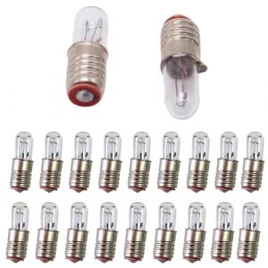 ADZJOY Lot de 20 Mini-Ampoules E5 for Micro-indicateur, 1,5 V, 2,5 V, 6,3 V, 12 V, 24 V, for Instrument de Microscope, Petite Ampoule, Douille &agrave; vis E5, Support de Lampe(20pcs 12V) (YFlifangting, neuf)