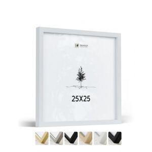 Heimlich® - Cadre photo - 25 x 25 cm, bois d'ayous, blanc - Petit cadre carré avec protection plastique - Montage mural uniquement (Mendota Merchants LLC, neuf)