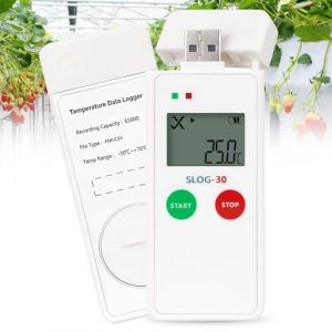 Enregistreur de donn&eacute;es de temp&eacute;rature r&eacute;utilisable GOEDCH avec connexion USB : thermom&egrave;tre haute pr&eacute;cision 65 000 points, enregistreur de donn&eacute;es de temp&eacute;rature r&eacute;utilisable avec rapport PDF (1 paque (YINPLQ, neuf)