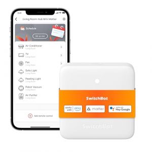 SwitchBot Hub Mini Matter, Hub Domotique Maison & IR Blaster Intelligent, Compatibles Matter, Contr&ocirc;le AC/TV/Lumi&egrave;res via App ou Voix, Fonctionne avec Alexa, Google Home, Apple HomeKit, Home Assistant (SwitchBot, neuf)