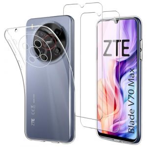 JDXHFF Coque Compatible avec ZTE Blade V70 Max (6.9") et 2 Pi&egrave;ces Verre tremp&eacute; &eacute;cran Film Protecteur - Transparent Souple Silicone &Eacute;tui Bumper Housse TPU Case Cover Clear (MBJOY, neuf)