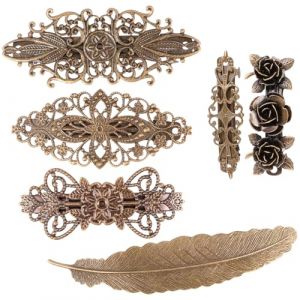 SEWACC Lot de 6 Barrettes &agrave; Cheveux Vintage en Cuivre Style Europ&eacute;en &Eacute;pingles &agrave; Cheveux Vintage Motifs Couronne Fleurs et Plumage Femme et Fille Usage Quotidien et F&ecirc;tes (Quick Research Sha, neuf)