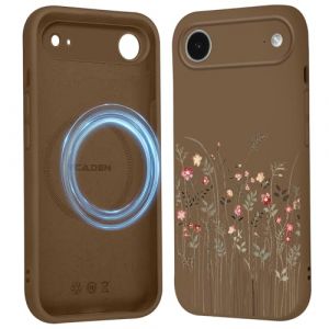 Saqmkil Coque Magn&eacute;tique pour iPhone Air/iPhone 17 Air 6,5", Compatible avec MagSafe, Aesthetic Fleurs Motif Etui Fille Dessin Case, Liquide Silicone Souple TPU Antichoc Housse Para iPhone Air, Kaki (HEILALA VANILLA, neuf)