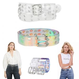 Cuicany 2 Pi&egrave;ces Ceinture Femme Fille Transparent, ModeFilles Ceinture Transparente avec Double Boucle Ardillon, R&eacute;glables Pour Robes Et Pantalons Accessoires &Eacute;l&eacute;gants (Yuechii, neuf)