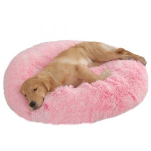 Coussin Rond Chien Grande Taille XXL, Panier Chiens Moelleux et Apaisant, Canap&eacute; Lavable, Tapis Matelas Lit Antid&eacute;rapant pour Petit Moyen Animaux (Rose Ombr&eacute;,L 120 x l 120 x H 16cm) (yunlai, neuf)