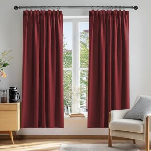 Deconovo Lot de 2 Rideaux Occultants Isolants Termique avec Argente Motif Imprimé No?l Rouge 117x183cm Rideau de Porte Design (Deconovo-Home, neuf)