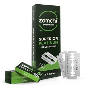 ZOMCH Lame Rasoir Suret&eacute; - 50 Lames Rasoir de S&eacute;curit&eacute; - Lames de rasage en acier inoxydable platine - Lames de rasoir de suret&eacute; pour hommes et femmes (ZZYUN, neuf)