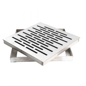 Zoegneer Grille d'évacuation de sol en acier inoxydable avec cadre carré antidérapant pour salle de bain, jardin, terrasse (300 x 300 x 20 mm) (Zoego, neuf)
