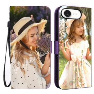 TIANDIMY Personnalis&eacute;e Coque pour iPhone 6s Plus,Personnalisable Etui Housse en Cuir PU pour 6s Plus,Pochette de Portefeuille &agrave; Rabat avec Votre Propre Image Nom Cover-Purple-K1-ZS1 (TIANDI Trade, neuf)