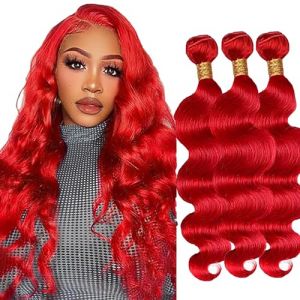 Hxxcoup Bundles Human Hair Tissage en lot cheveux Humain Red Bundles Tissage Cheveux Body Wave Virgin Remy Hair Minimal Smell Minimal Tangle Hair Real Hair 14 16 18 Pouce (KST HAIR, neuf)
