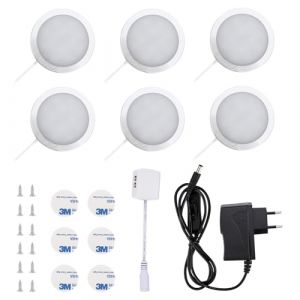 Lightsjoy Eclairage LED Cuisine Sous Meuble 6 Er Lampe De Placard Led Lumière Cuisine Sous Meuble Lumière Armoire Vitrine Spot Cuisine Pour Cabinet Penderie Entrée Couloir Toilette Blanc Chaud (Topsalesss, neuf)