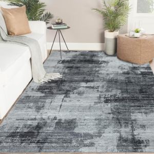 Famibay Tapis Salon 200x300 Grand Tapis Lavable en Machine Gris Fonc&eacute; Doux Poil Ras Antid&eacute;Rapant Moderne Tapis De Chambre Salle &agrave; Manger Decoration Salon (Pretty Decor, neuf)