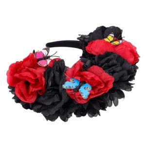 TOGEVAL Bandeau De Fleurs Artificielles Bandeau &agrave; Fleurs Pour Filles Casque Floral Casque De Fleur D&eacute;guisement Catrina Fille Costume De Fleur Enfants Robe De Mari&eacute;e Noir Plastique (BOBOLING, neuf)