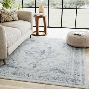 HUGEAR Bleu Tapis De Salon Lavable en Machine Tapis Chambre Adulte Grand Tapis Salon 90x150cm Doux Vintage Descente de Lit AntidéRapant Decoration Chambrel Manger (RONGBEN, neuf)