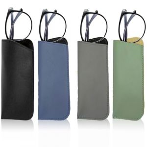 JYNXOR 4 Pcs &eacute;tui Lunettes Souple, Pochette Lunettes, Rangement Lunette de Soleil, PU Cuir Boitier Lunettes Lecture Sac, Portable &Eacute;tanche Etui a Lunette Souple de Voyage pour Femme Homme Enfant (SHOPSCAPE INK, neuf)