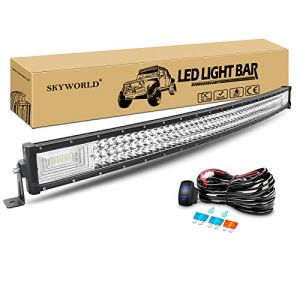SKYWORLD Barre Lumineuse LED de Travail, 106cm 540W Slim incurv&eacute;e Offroad LED Lampe Barre Led 4x4 Feux anti-brouillard Rampe avec 12V Rocker c&acirc;blage pour v&eacute;hicule camion tracteur atv utv suv bateau (SKYWORLD-EU, neuf)