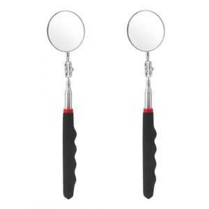 APOMOONS 2 Pièces Miroir D'inspection avec Poignée 72CM Télescopique Pliable Rétractable Miroir D'inspection Circulaire Télescopique Rotation 360 degrés pour Mécaniciens, Outilleurs, Inspecteurs (xinzemei, neuf)