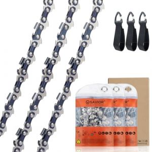 Savior Lot de 3 Chaînes de Tronçonneuse pour Guide-chaîne 40 cm - 3/8"LP 57 maillons 1,3 mm - Compatible avec Oregon, Titan, Ferrex, Black & Decker et autres (hotu, neuf)