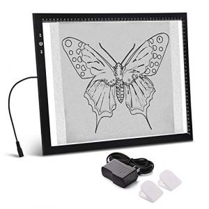 HSK Table lumineuse A3 pour traceur d'artiste - Adaptateur 12 V 1 A - Intensité variable - 6000 lux - Bouton de verrouillage - Pour tatouage, dessin, croquis, animation, peinture diamant (HSK LED, neuf)