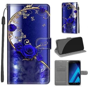 TOMYOU Coque pour Samsung Galaxy A5 (2017), Fermeture Magn&eacute;tique Pochette Protection Housse avec Fentes pour Cartes &Eacute;tui Rose Bleue (WGR Global Business, neuf)