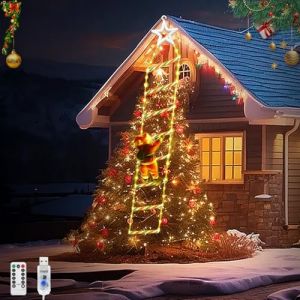 JIMACRO 2M/6.56FT Pere Noel Exterieur Lumineux, 124LEDs Deco Noel Exterieur Lumineuse avec 8 Modes, USB D&eacute;coration No&euml;l Ext&eacute;rieur pour Int&eacute;rieur Ext&eacute;rieur Fen&ecirc;tre Jardin Maison Mur (JIMACRO, neuf)