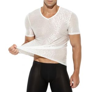 Casey Kevin Haut Sexy Homme, T-Shirt Resille, Tee Shirt Transparent Homme (Casey-Kevin, neuf)