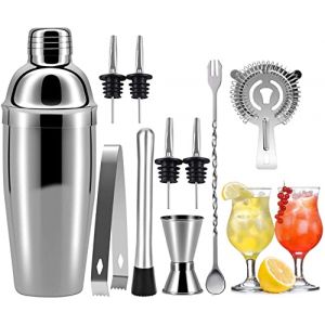 10 Pièces Shaker Cocktail, Kit Shaker à Cocktail en INOX 750ml Ensemble de Barman Professionnel Shaker Cocktail pour Barman Mojito Cocktails (LilididianStore, neuf)
