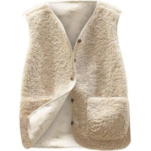 WINKEEY Gilet Femme en Polaire Manteau sans Manche en Molleton Polaire Gilet Chaud avec Poche, Blanc L (WINKEEY, neuf)