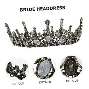 minkissy Baroque Cheveux De Mariée Accessoires Couronne Ronde Couronne Diadèmes Pour Femmes Princesse Couronne Noir Couronne Pour Femmes Mariée Casque De Mariée Robe Femmes Robe Mode (Prettbeauty, neuf)