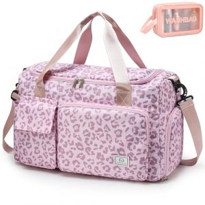 Petit sac de sport pour femme, sac de voyage avec compartiment à chaussures, Z2#Pink Leaoopard, Sac de sport et trousse de toilette (putianshibinnuomaoyiyouxiangongsi, neuf)