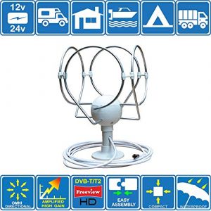 KORONA TS Lite - ANTENNE NUM&Eacute;RIQUE OMNIDIRECTIONNELLE TV/FM TNT HD avec AMPLIFICATEUR int&eacute;gr&eacute; pour Motorhome/Bateau/CARAVANNE/Campeur/Camion/Compatible avec DVB-T et DVB-T2 (Unispectra Ltd, neuf)