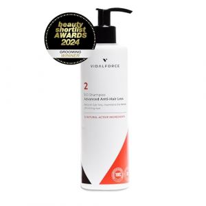 VidalForce Shampooing Antichute 2x400ml Homme Femme – Avec Saw Palmetto Alternative Naturelle au Minoxidil – Renforce et Épaissit les Cheveux – 15 Actifs Naturels et BIO – Sans Effet Rebond (Hi-tech cosmetic laboratory, neuf)