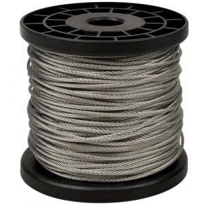 Ehuihuan Cable Acier 2mm, Cable Inox, Fil de Suspension pour Tableau, Câble Métallique Fil d'Acier Inoxydable, Stainless Steel Picture Hanging Wire Rope, Garden Wire 60m pour Rideaux, Cadres Photo (Ehuihuan, neuf)