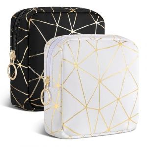 2Pcs Pochette Maquillage Femme Petit Trousse Maquillage en Cuir Synth&eacute;tique Sac de Voyage Rangement &agrave; Cosm&eacute;tiques Mini Trousse de Toilette Fille Organiseur Vanity Femme Cadeau Anniverssaire Amie (playexen, neuf)