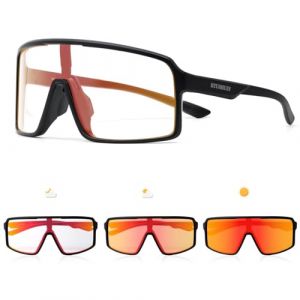 Lunette de Cyclisme Photochromique Homme Lunette Vélo Route TR90 Cadre Lunette VTT Femme Transparente Lunette Cycliste Protection UV400 pour le cyclisme, la course à pied et les sports de plein air (RTUOHUIN Direct, neuf)