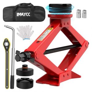 IMAYCC Cric Voiture 2.5T, 2500KG Universel Crique Voiture avec 2 Tampon Caoutchouc,Portable Cric de Levage avec Clé pour Écrous de Roue, Set Urgence Automobile pour SUV MPV TeslaVoiture (LuisVei-FR, neuf)